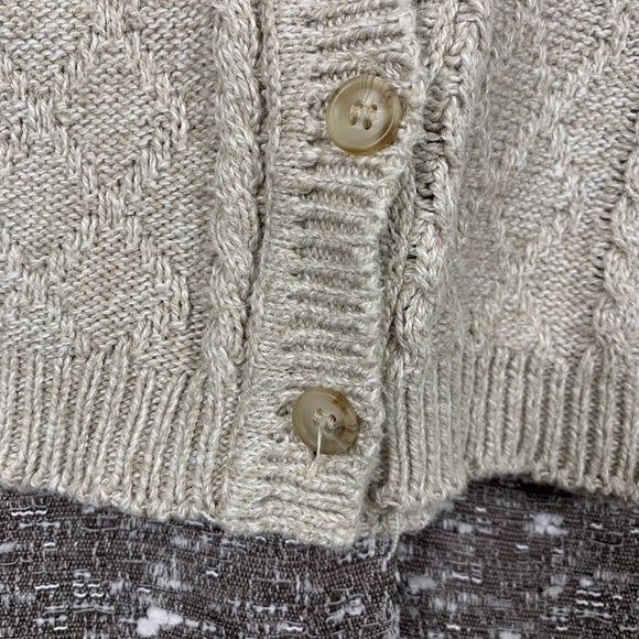 Vintage Liz Wear Womens Vest Large Beige Sweater Cable Knit Buttons Academia USA - Picture 3 of 8
